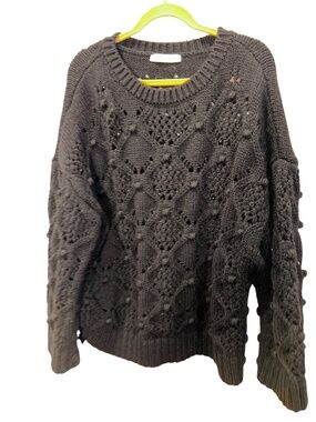 Zara black Gorgeous Black chunky cozy pom pom sweater M